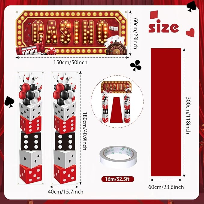 4 Pcs Casino Night Entryway Party Banner Decorations Casino Night