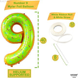 KatchOn, Huge Number 9 Donut Balloon - 40 Inch | Foil 9 Birthday