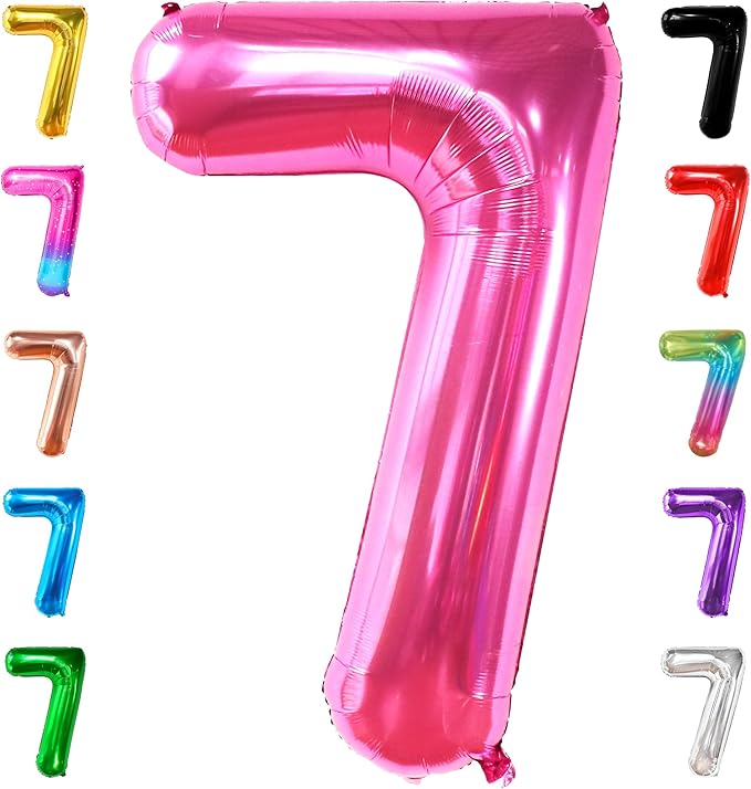 KatchOn, Giant Hot Pink Number 7 Balloon - 40 Inch | Pink 7 Mylar