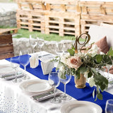 16Pack Disposable Plastic Tablecloths and Satin Table Runner Set White
