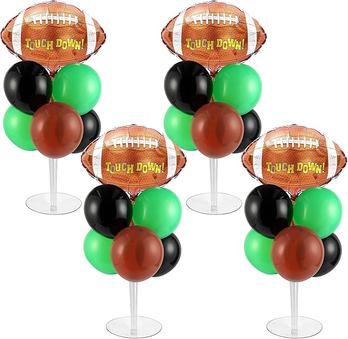 4 Sets Football Party Balloons Stand Kit with Rugby Ball Foil