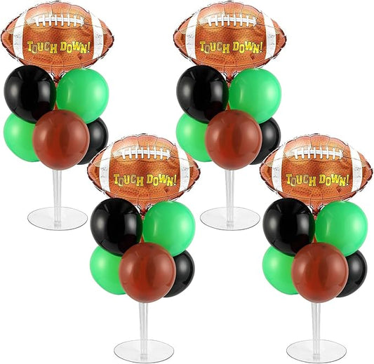 4 Sets Football Party Balloons Stand Kit with Rugby Ball Foil