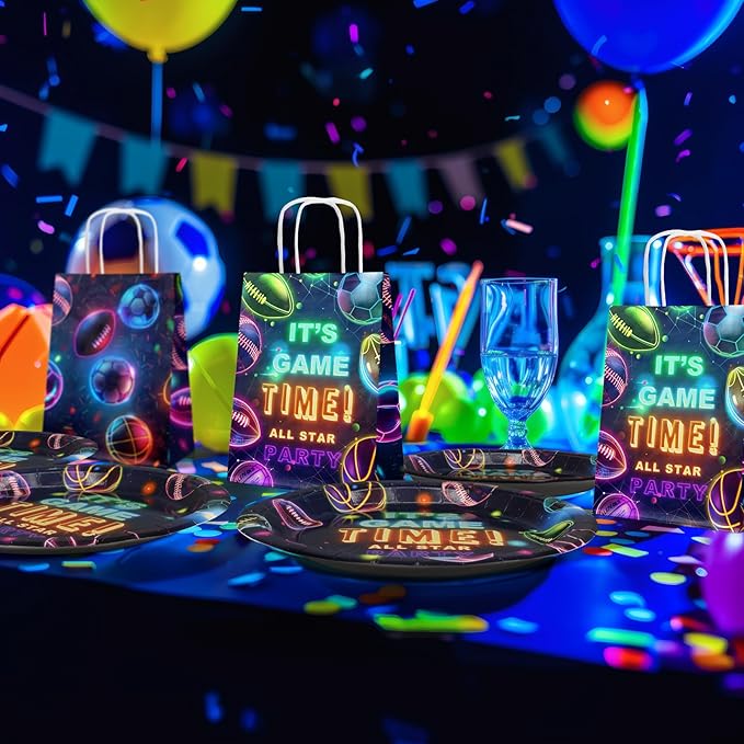 Neon Sports Party Supplies Serves 20 Glow Sports Birthday Party