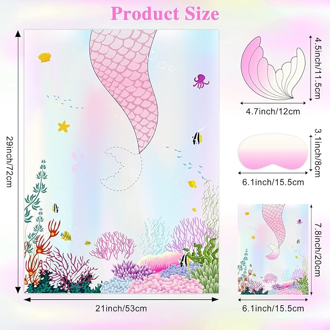 ASTARON Pin The Tail on The Mermaid Game for Birthday Party, Mermaid