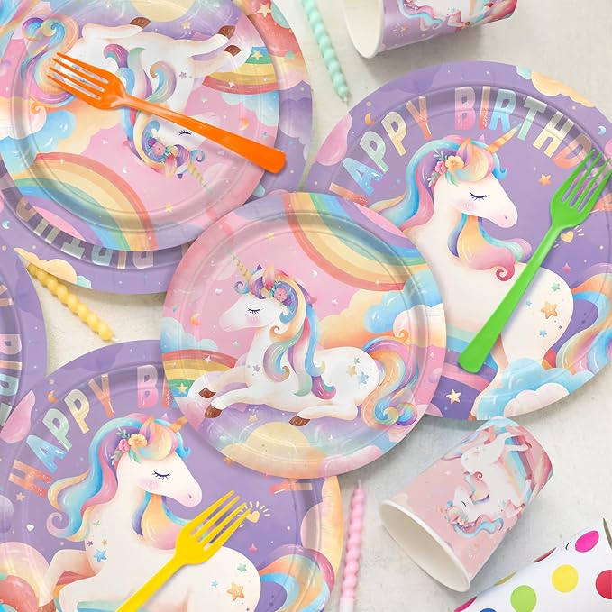 Unicorn Party Supplies Set for 16 Unicorn Birthday Decorations with