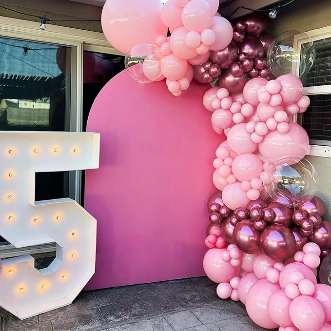 Pink Balloons Set, 12 Inch Pastel Baby Light Metallic Hot Pink
