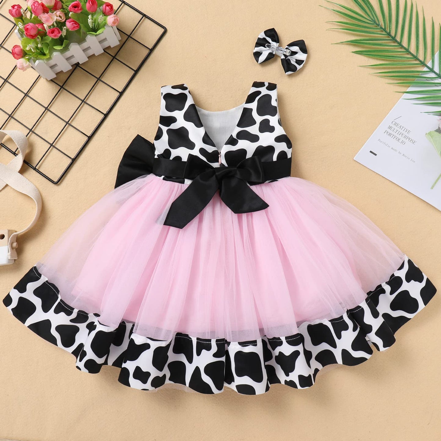 Newborn Toddler Baby Girl Green Christmas Outfits 2PCS Cow Princess