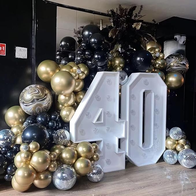 Black and Gold Balloon Garland Kit Metallic Gold and Black Balloon