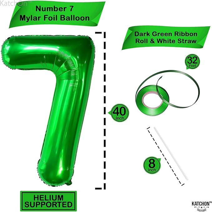 KatchOn, Giant Dark Green Number 7 Balloon - 40 Inch | 7th Birthday