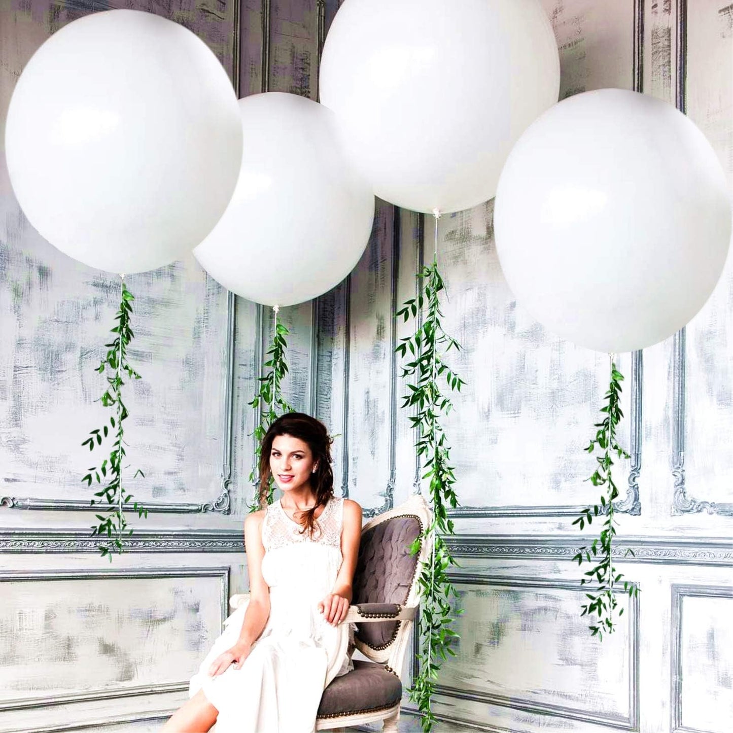5PCS Big White Balloons Giant 36 Inch Large White Balloon Jumbo