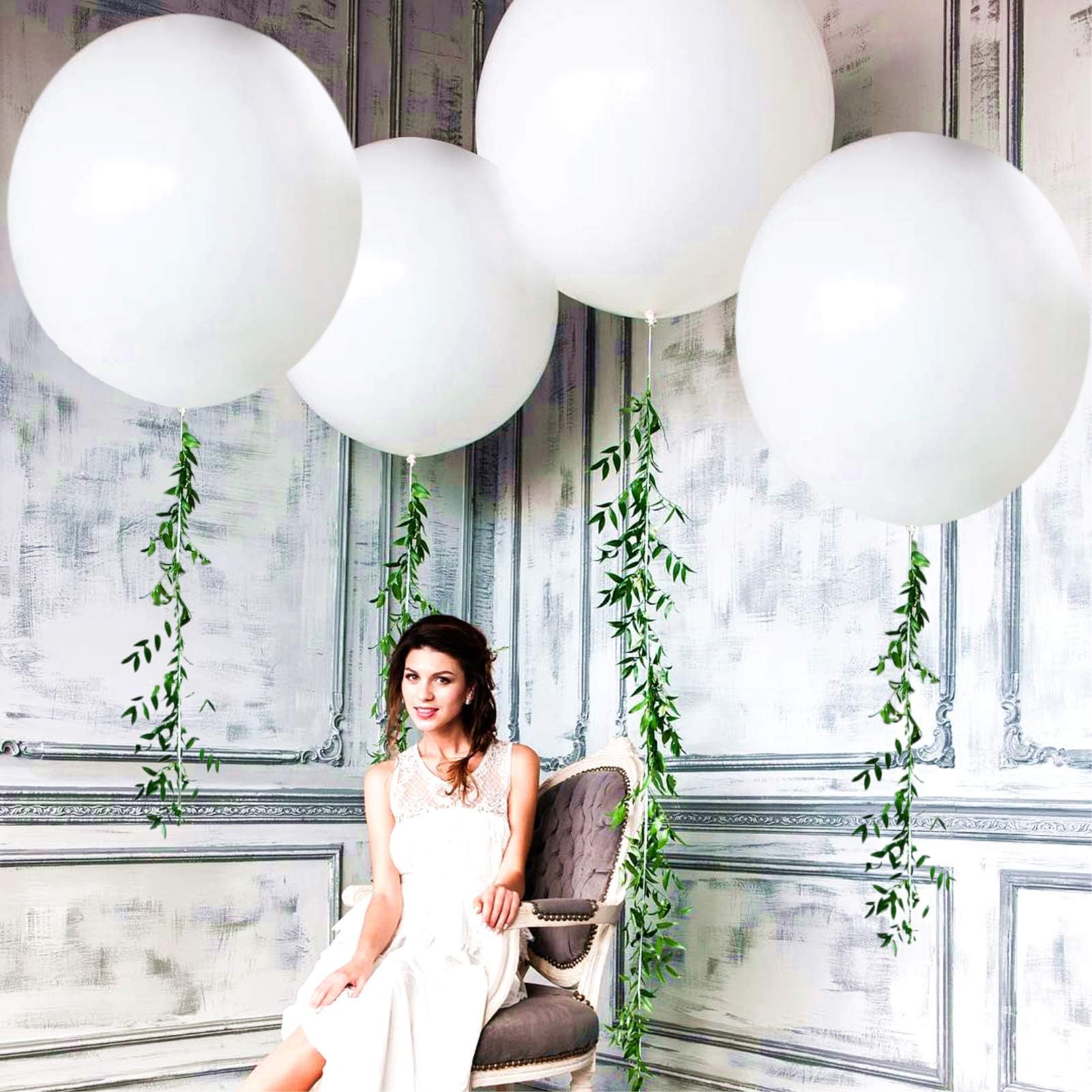 5PCS Big White Balloons Giant 36 Inch Large White Balloon Jumbo