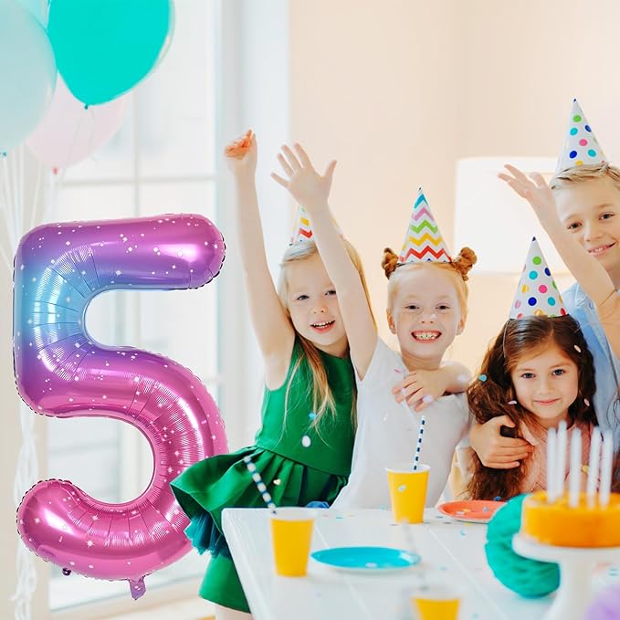 40 Inch Gradient Rainbow Number 1 Balloon for 1st Birthday