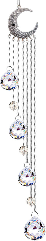 20.5inch Hanging Clear Crystal Suncatcher Ornaments with Moon Decor