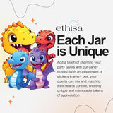 Small 12 Pack Dinosaur Party Favors DIY Candy Jars with Ribbons and