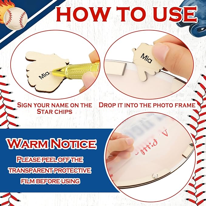 63 Pcs Baseball Baby Shower Guest Book Alternatives Set Baby Shower