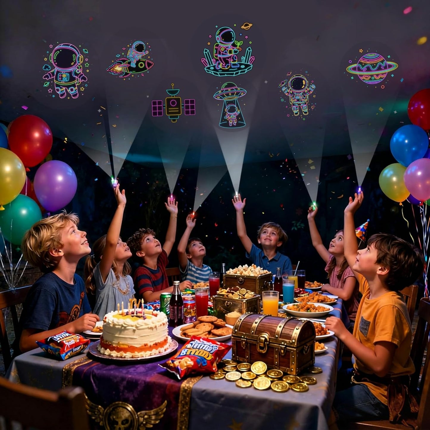40PCS Space Finger Lights Party Favors, 8 Designs Light Up