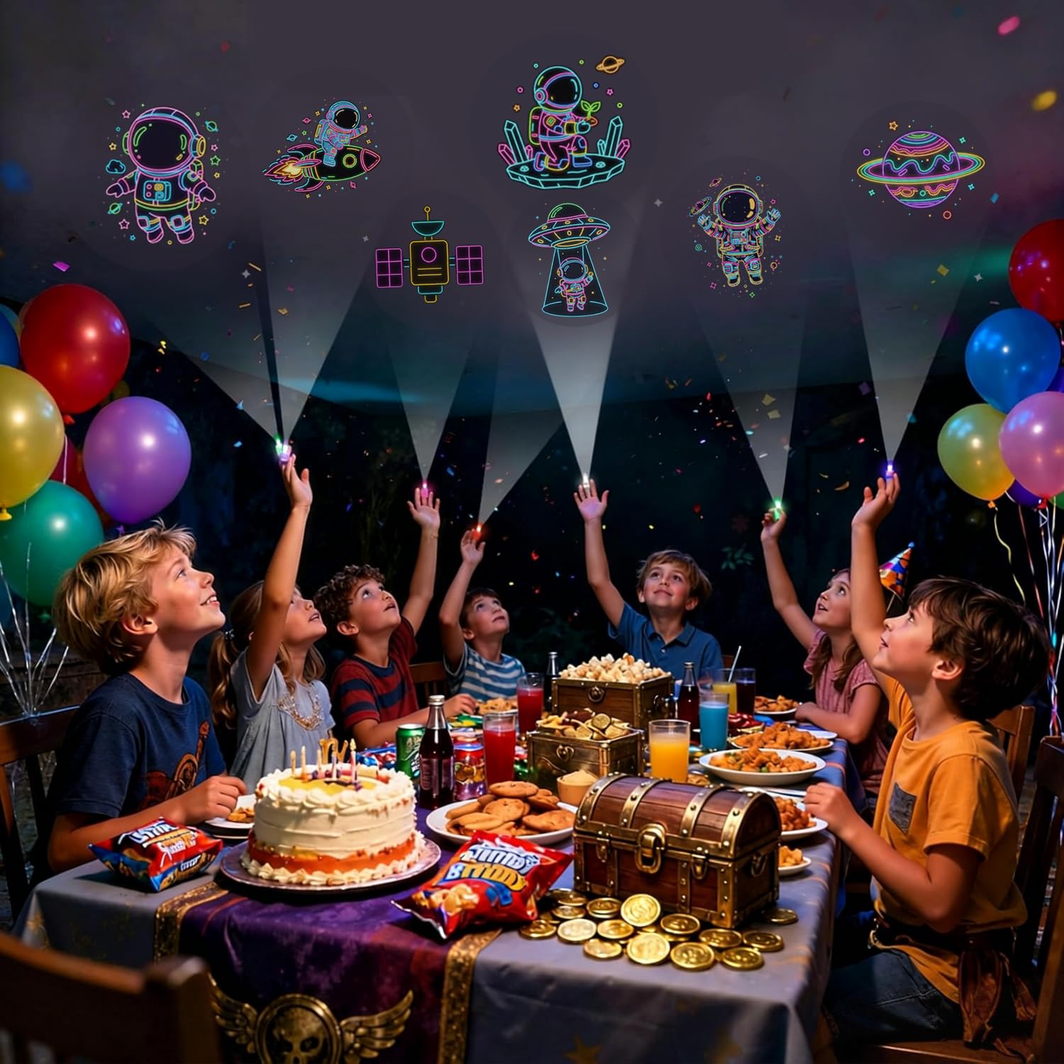 40PCS Space Finger Lights Party Favors, 8 Designs Light Up