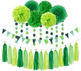 Green Party Decorations Tissue Pom Poms 23pcs St Patricks Day Paper