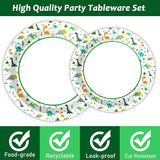 96 Pcs Dinosaur Party Plates Napkins Watercolor Dinosaur Paper