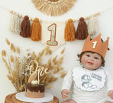 Baby Boy First Birthday Party Decorations Brown High Chair Banner