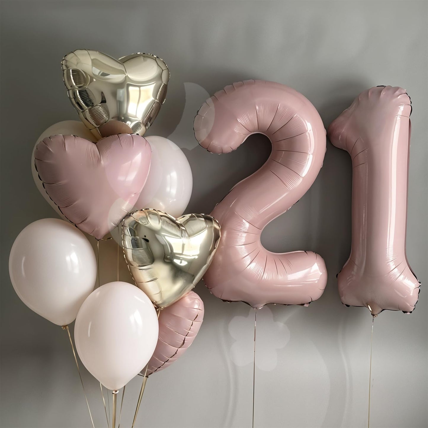 Light Pink 21 Number Balloon, 21st Birthday Decorations for Her, Dusty