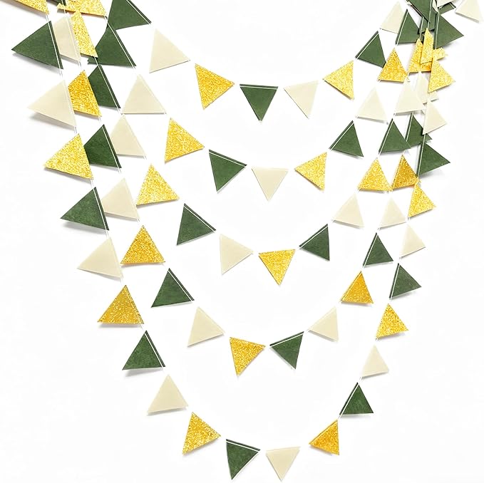 Sage Green Gold Party Decorations Oilve Green Beige Gold Glitter Felt