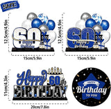 LINGTEER Happy 60th Birthday Blue Acrylic Table Topper Centerpieces