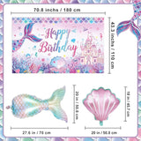 Mermaid Birthday Decorations Includes Banner Backdrop Foil &