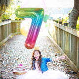 KatchOn, Giant Jelly Number 7 Balloon - 40 Inch | Multicolor Rainbow