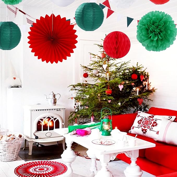 Red Green White Christmas Party Decorations 20pcs Mexican Italian