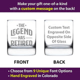 Custom The Legend Has Retired Personalized Whiskey Rocks Glass Funny