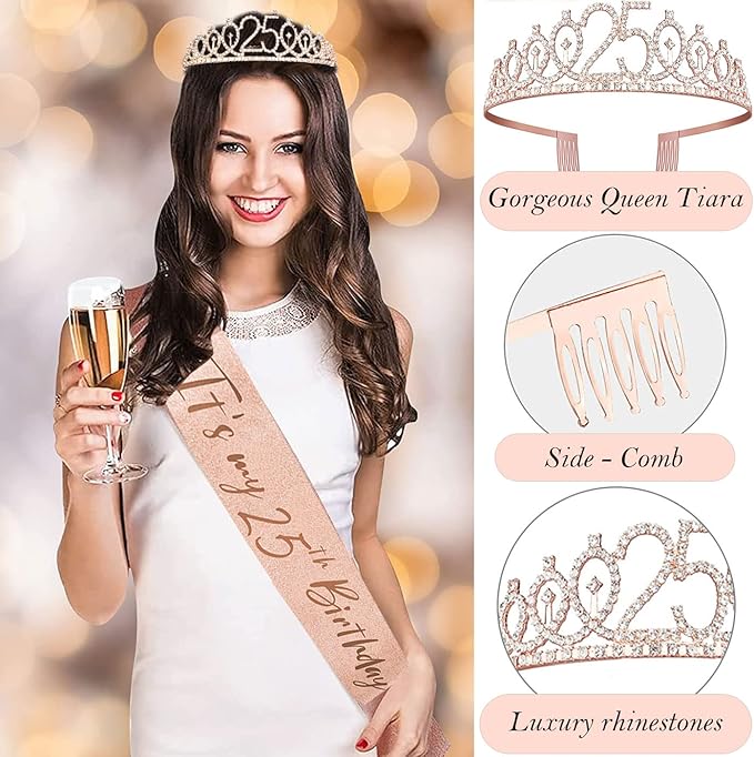 25th Birthday Decorations Gifts for Women Including 25 year old Cake