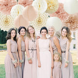 Champagne Gold Beige Peach Boho Party Decorations Streamers 14pcs