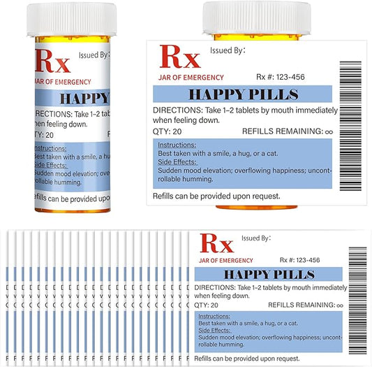 Kigeli 60 Pcs Happy Pill Labels Stickers Funny Gag Gift for Office