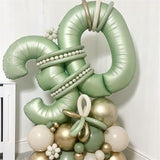 40'' Sage Green Number 9 Balloon, Self Inflating Foil Number Balloons