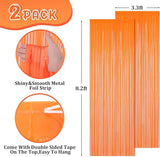 Voircoloria 2 Pack Orange Foil Fringe Backdrop Curtains, Tinsel