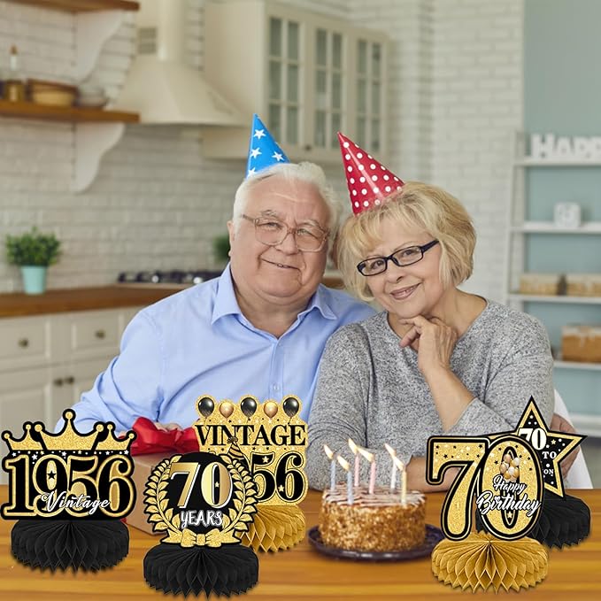 70th Birthday Decorations Men, Happy Vintage 70 Years Old Honeycomb