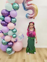 Mermaid Balloons - 12Inch Purple Pink Green Blue Balloons Glitter