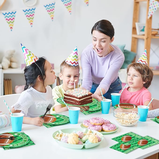 100 Pcs Football Party Plates and Napkins Set Football Birthday