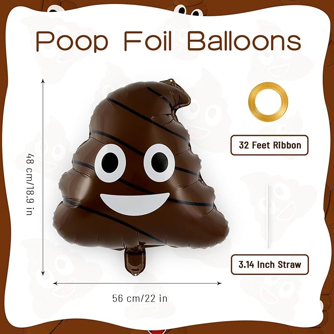 6 Pcs Funny Poop Balloons,22 Inch Poo Aluminum Foil Balloon,Prank