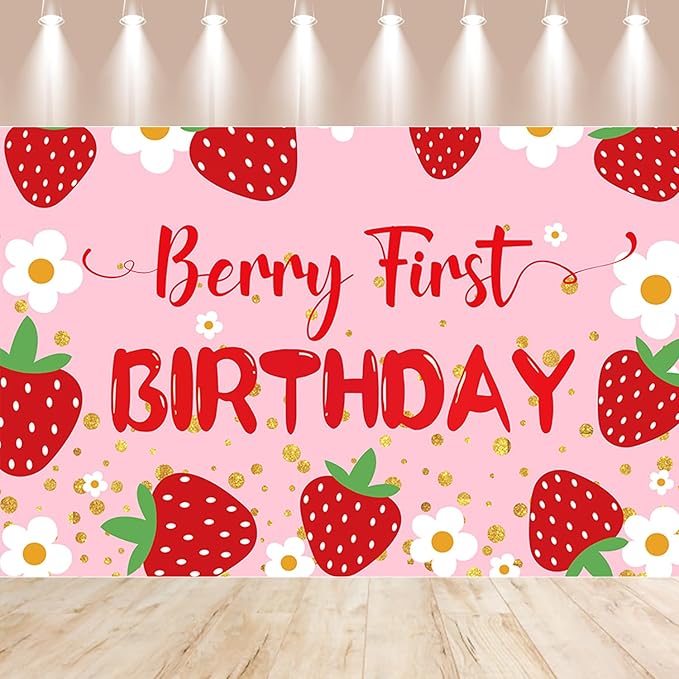 Berry Baby Girl 1st Birthday Decor Strawberry First Birthday