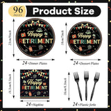 96 PCS Retirement Party Paper Plates Napkins Colorful Vintage
