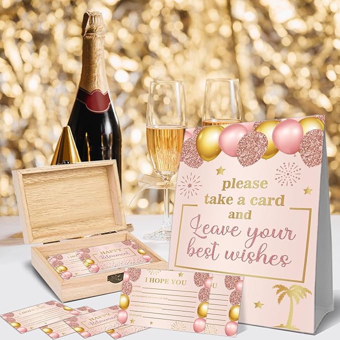 Pink Gold Retirement Card Happy Wishes Card Box Happy Retirement