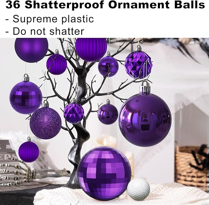 Purple Christmas Ornaments - Christmas Tree Decorations Shatterproof