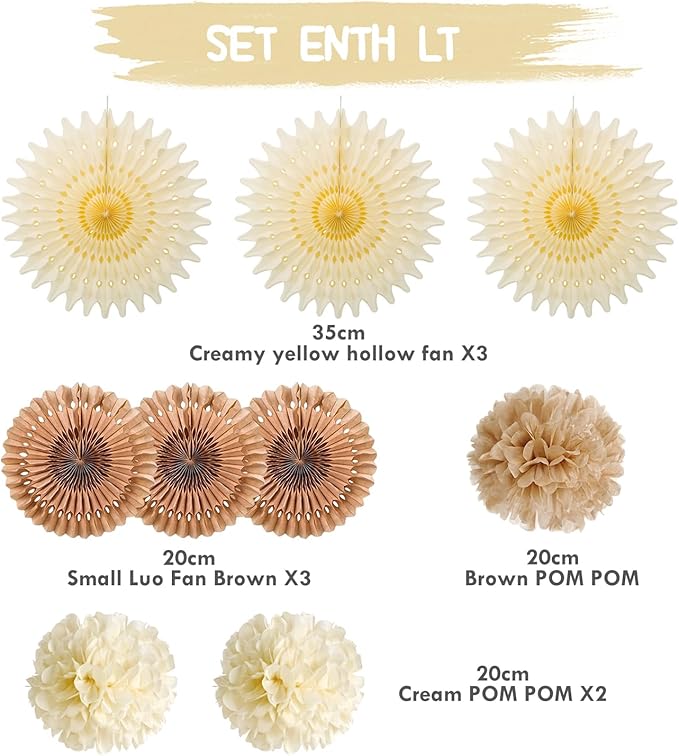 SUNBEAUTY Brown Party Decorations Boho Wedding Party Decor Brown