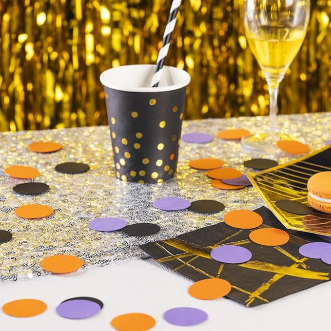 Purple Black Orange Confetti Table Decoration for Halloween Birthday