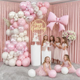 Double Stuffed Pearl White and Pink Balloon Arch Garland Kit, Pearl