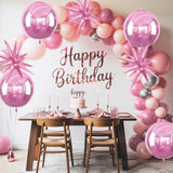 6Pcs Pink Foil Balloons,22Inch Metallic Pink 4D Round Ball Balloon and