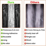 PIGETALE, 2 Pack 3.2 x 8.2 ft Black and Silver Foil Fringe Curtains