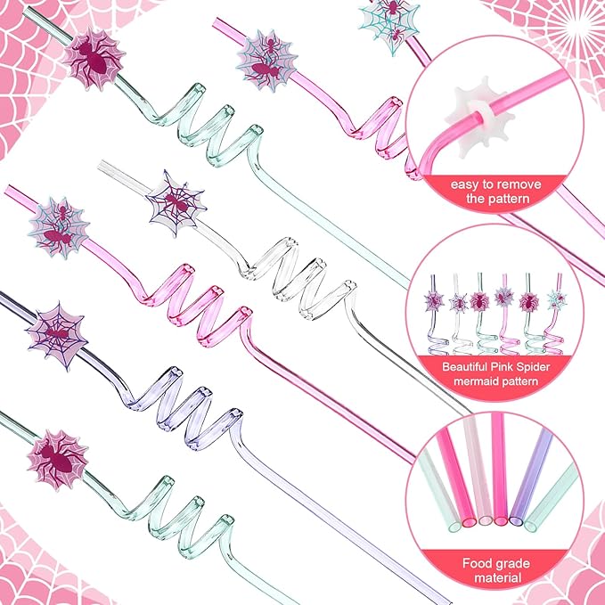 Yungyan 36 Sets Pink Spider Party Favors Goodie Cups with Lids and